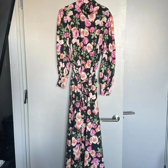 Alexia Admor Isaliah Dress in Black Floral Multicolor Size 14 - Picture 3 of 5